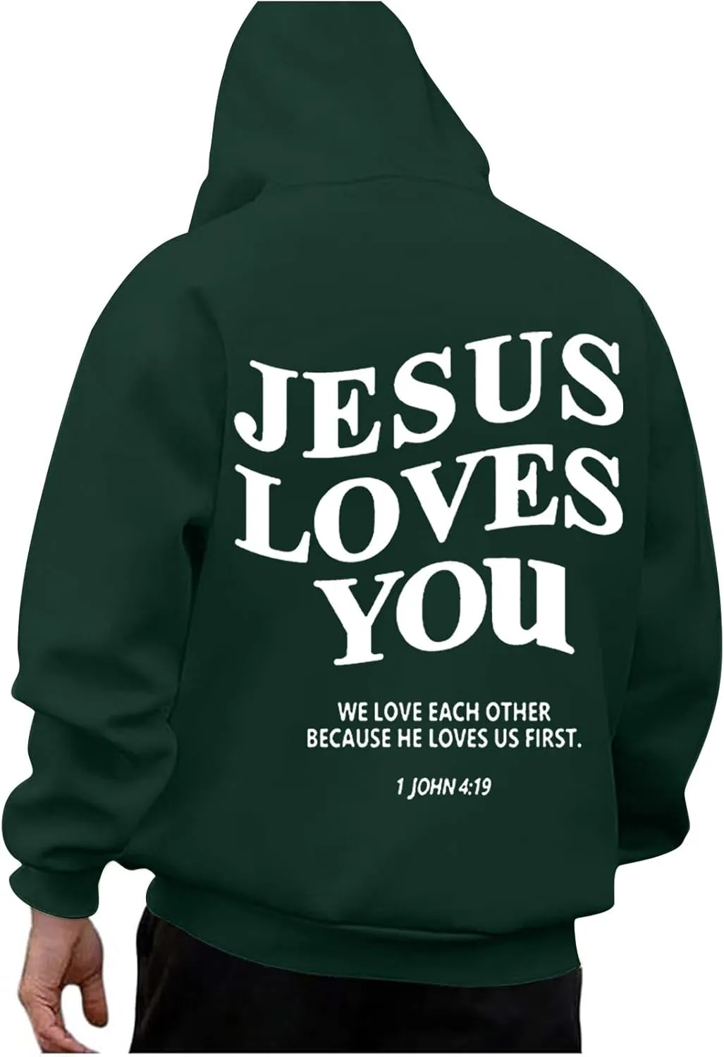 Christian Hoodies for Men Jesus Loves You Letter Print Sweatshirts Vintage Graphic Full Zip Up Hoodie with Pockets