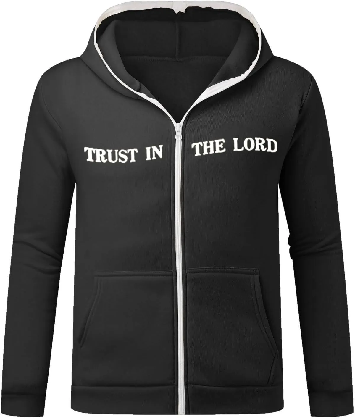 Christian Hoodies for Men Jesus Loves You Letter Print Sweatshirts Vintage Graphic Full Zip Up Hoodie with Pockets