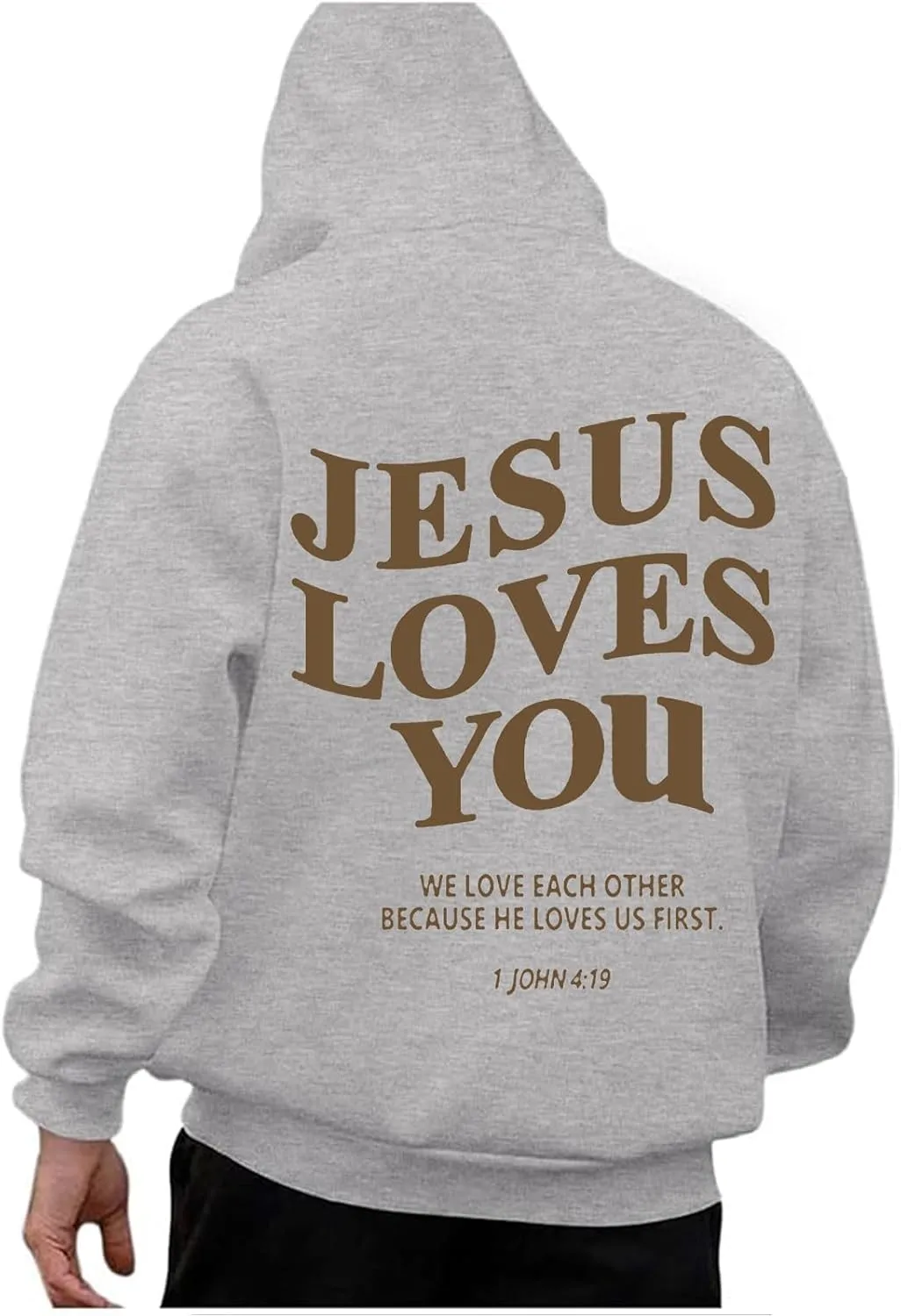 Christian Hoodies for Men Jesus Loves You Letter Print Sweatshirts Vintage Graphic Full Zip Up Hoodie with Pockets
