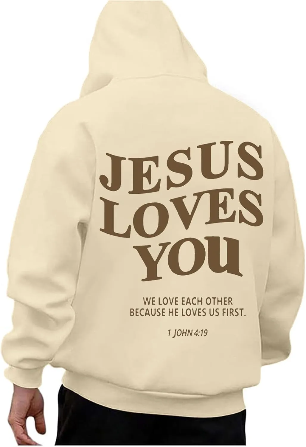 Christian Hoodies for Men Jesus Loves You Letter Print Sweatshirts Vintage Graphic Full Zip Up Hoodie with Pockets