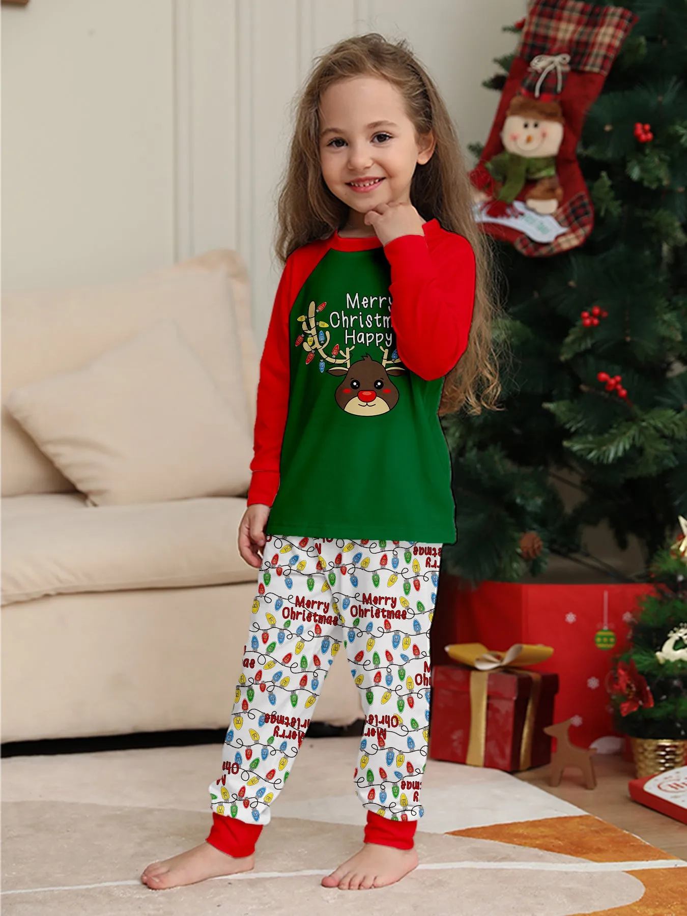 Christmas Antlers Printed Family Matching Christmas Pajamas Sets