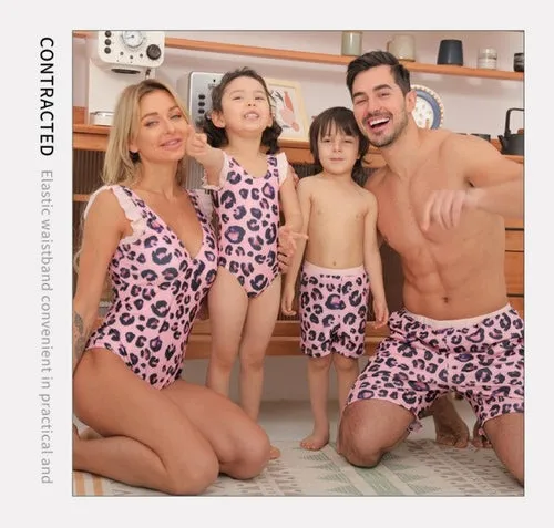 Colorful Flower Family Matching Children Swimsuits Summer Beach