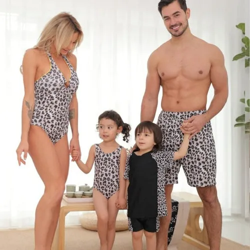 Colorful Flower Family Matching Children Swimsuits Summer Beach