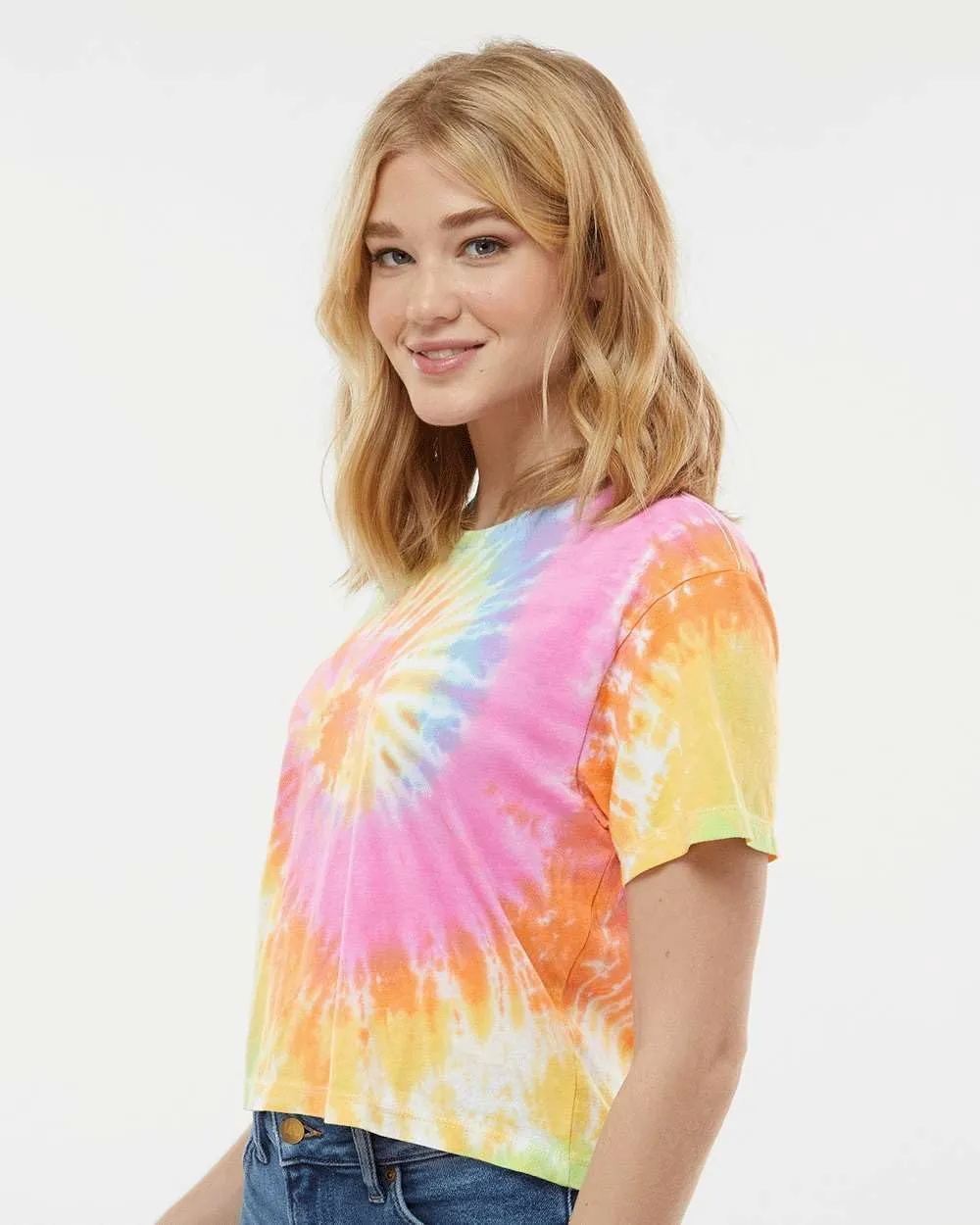 Colortone Tie Dye Crop Tops for Women - Cropped Tie Die Tee Shirts