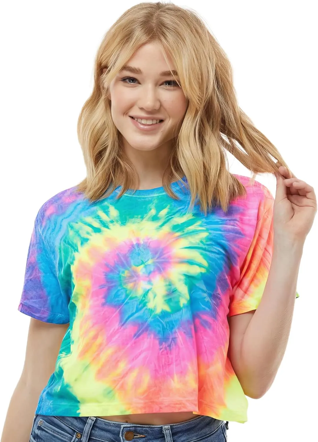 Colortone Tie Dye Crop Tops for Women - Cropped Tie Die Tee Shirts
