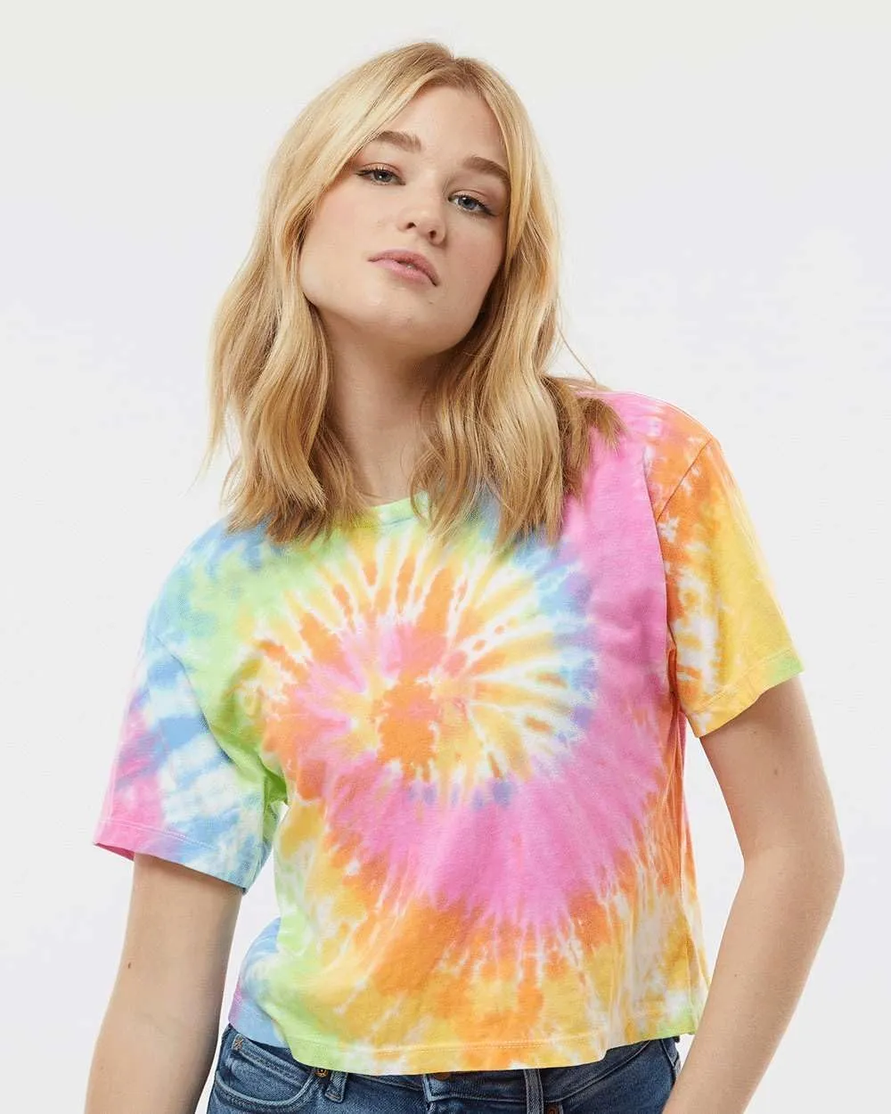 Colortone Tie Dye Crop Tops for Women - Cropped Tie Die Tee Shirts