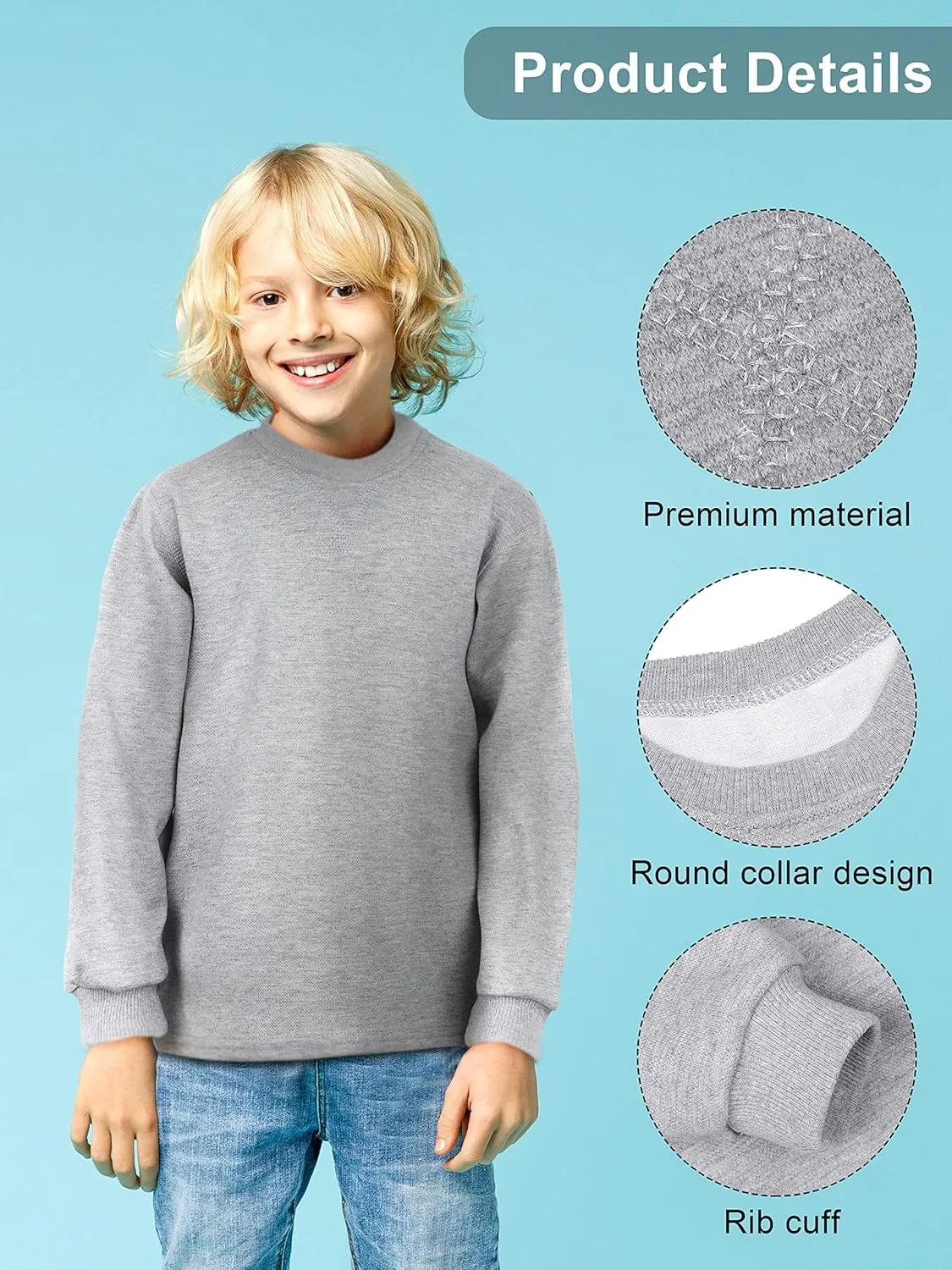 Cooraby 4 Pack Boys' Thermal Long-Sleeve Shirts Stripe and Solid Tee Shirts Soft Cotton Tees for Boys and Toddlers