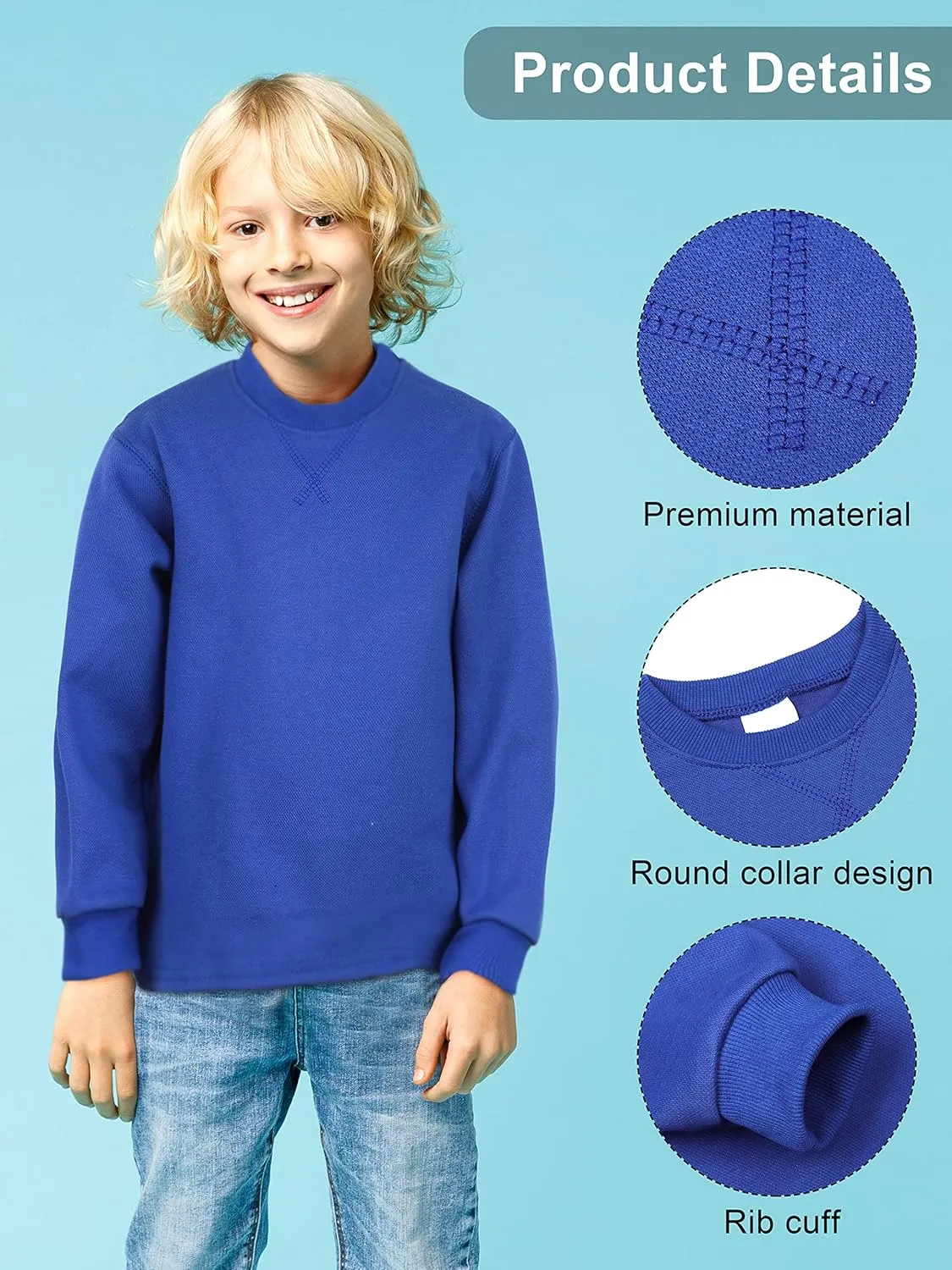 Cooraby 4 Pack Boys' Thermal Long-Sleeve Shirts Stripe and Solid Tee Shirts Soft Cotton Tees for Boys and Toddlers