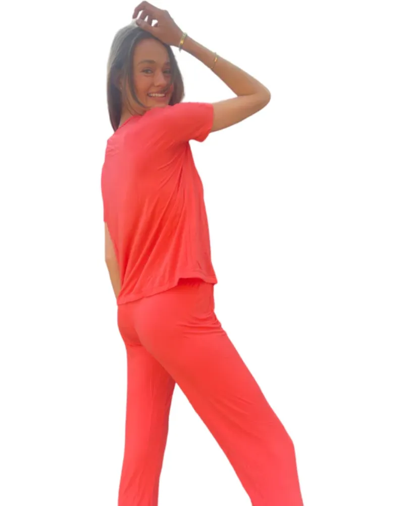 Coral Bliss Modal Short Sleeved Pajamas Set