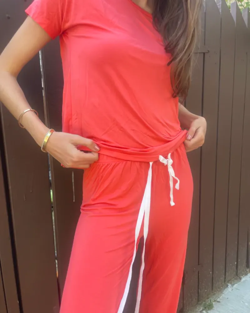 Coral Bliss Modal Short Sleeved Pajamas Set