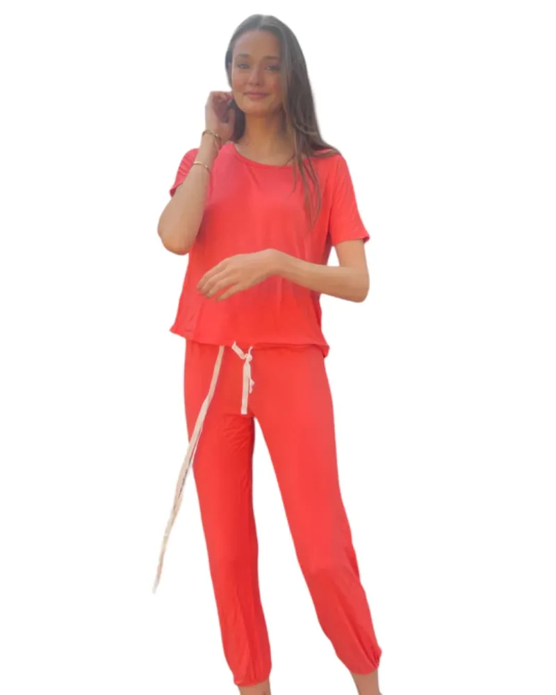Coral Bliss Modal Short Sleeved Pajamas Set