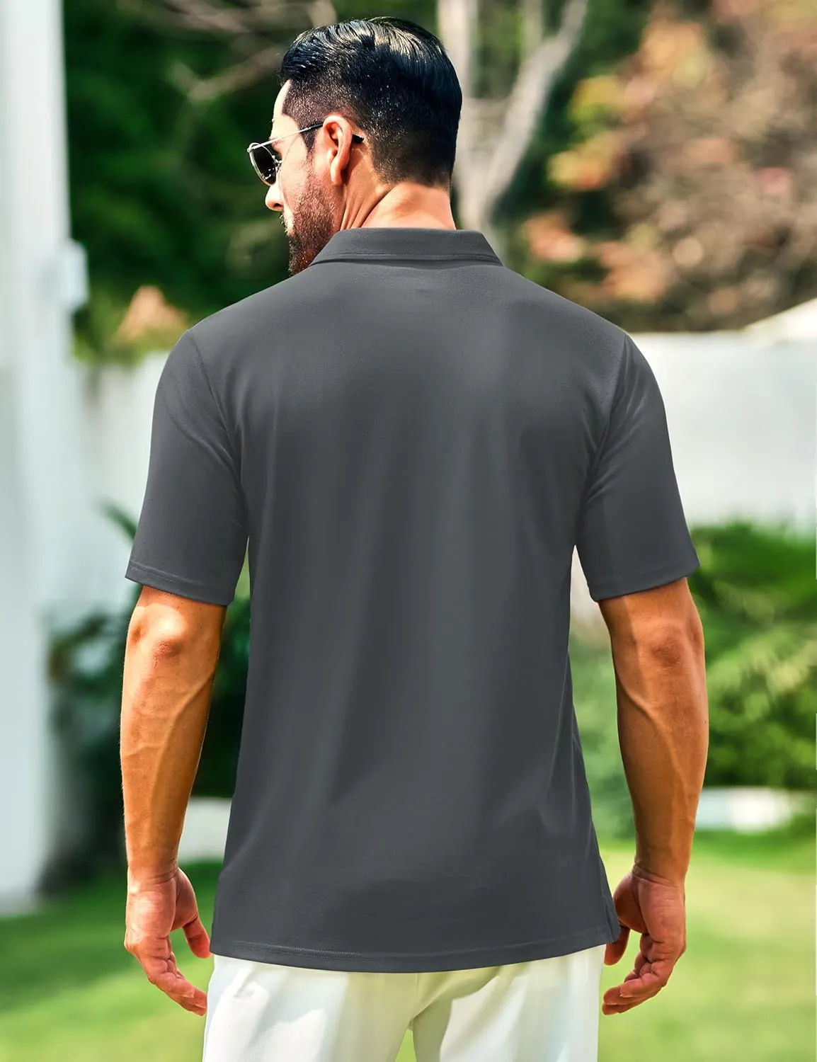 Cotrasen Men's Polo Shirts Short Sleeve Cotton Pique Classic Fit Casual Pocket T-Shirt Colling Performance Golf Shirts