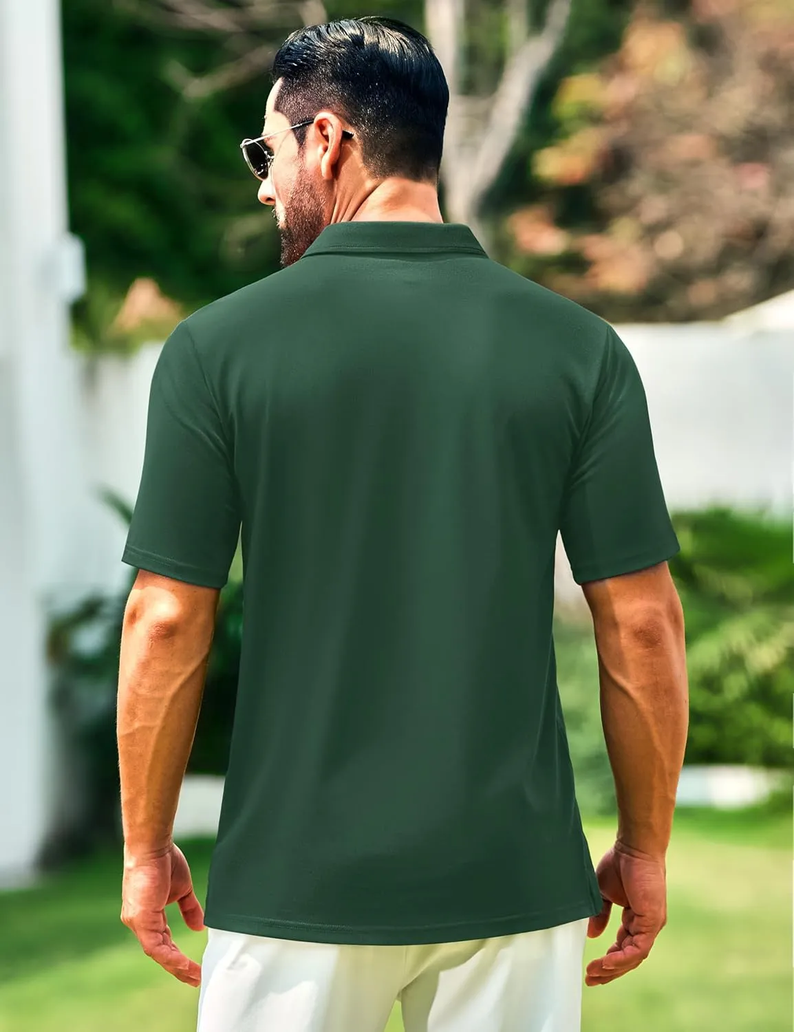 Cotrasen Men's Polo Shirts Short Sleeve Cotton Pique Classic Fit Casual Pocket T-Shirt Colling Performance Golf Shirts