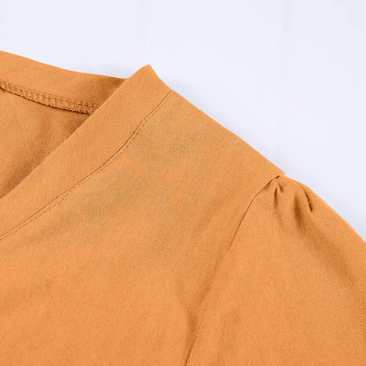 Cotton Linen Dress for Women 2025 Casual Short Sleeve Knee Length Dresses Summer Vacation Fashion Sundresses