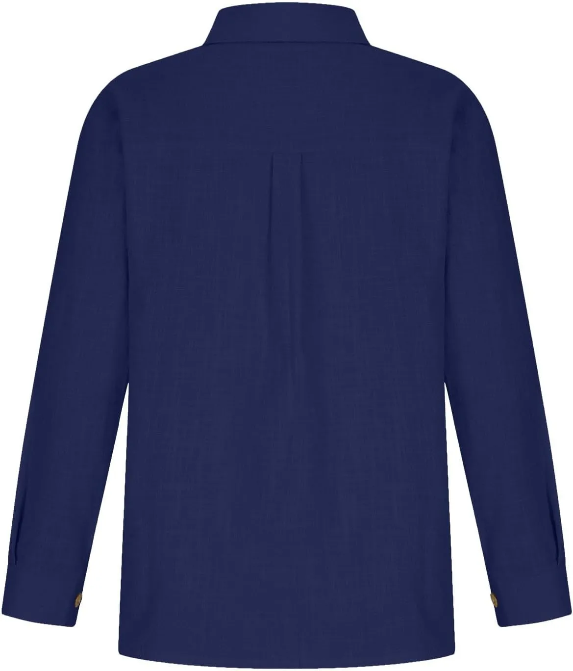 Cotton Linen Tops for Women Summer Solid Color Button Down Long Sleeve Shirts Casual Fashion Loose Pleated Blouse