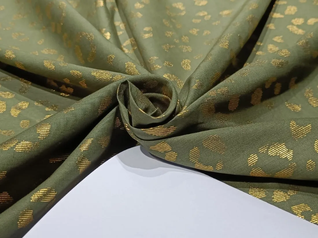 Cotton Superfine lawn Olive With Gold Print 58" wide