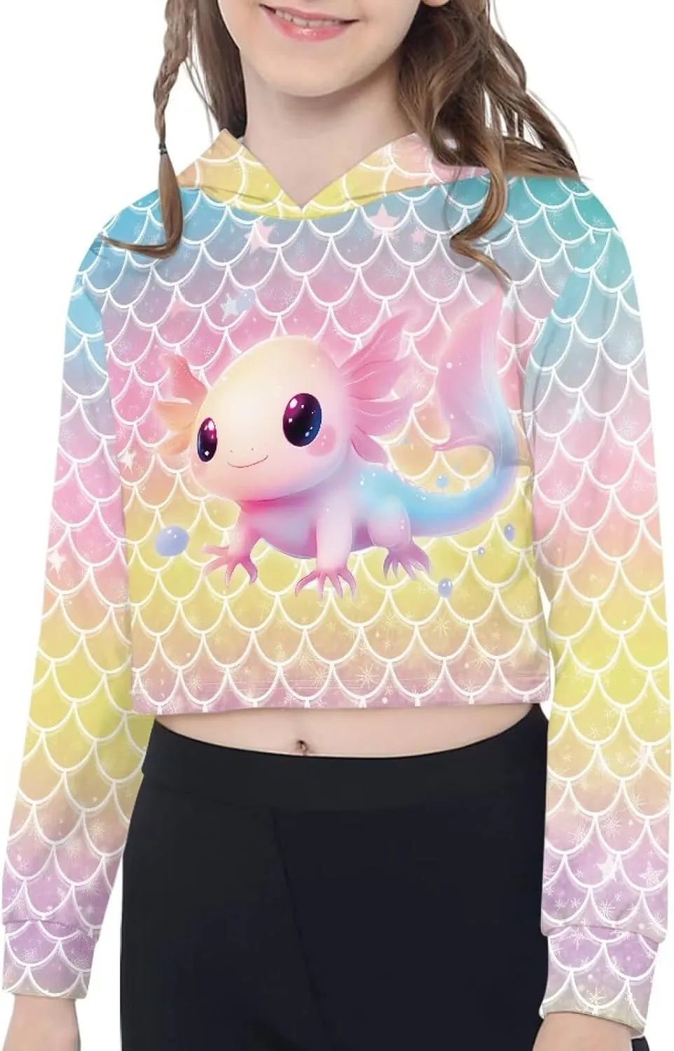 Crop Tops for Girls Hoodies Long Sleeve Hoody Athletic Sweatshirt for Kids Lightweight Pullover Tops