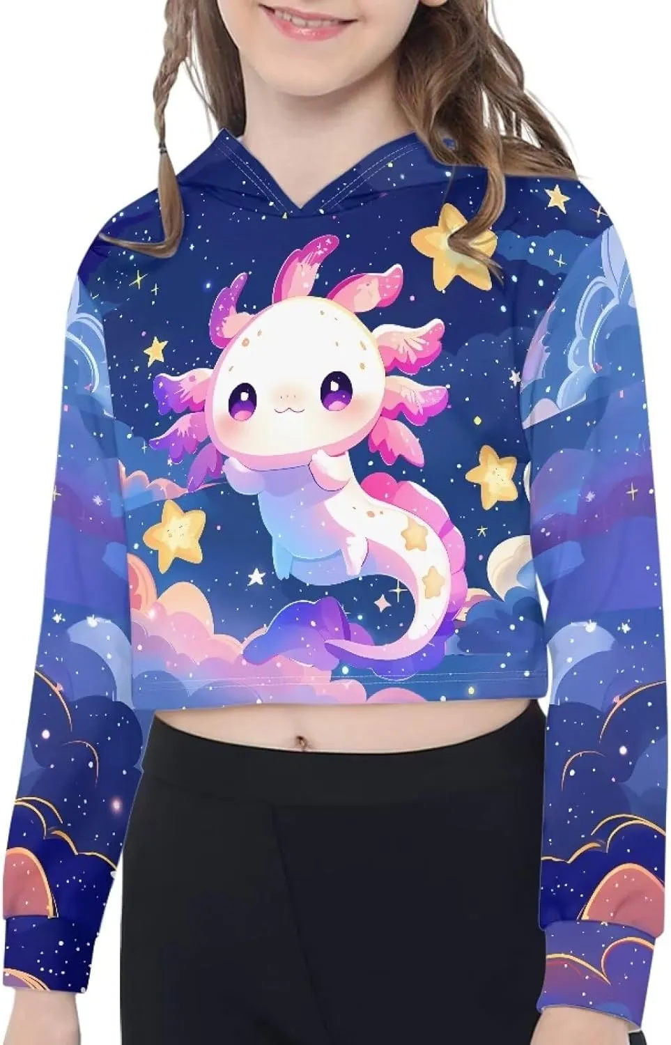 Crop Tops for Girls Hoodies Long Sleeve Hoody Athletic Sweatshirt for Kids Lightweight Pullover Tops