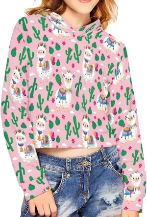 Crop Tops for Girls Hoodies Long Sleeve Hoody Athletic Sweatshirt for Kids Lightweight Pullover Tops