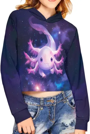 Crop Tops for Girls Hoodies Long Sleeve Hoody Athletic Sweatshirt for Kids Lightweight Pullover Tops