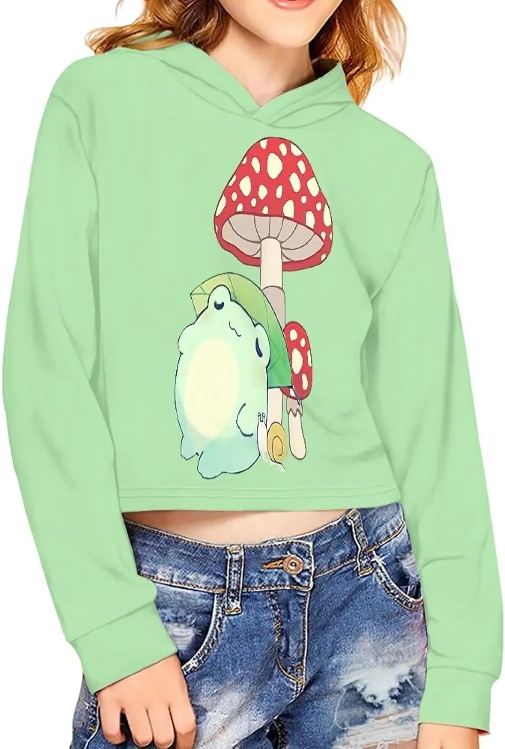 Crop Tops for Girls Hoodies Long Sleeve Hoody Athletic Sweatshirt for Kids Lightweight Pullover Tops