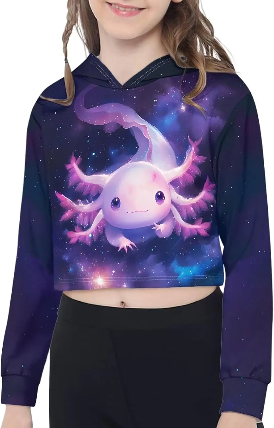 Crop Tops for Girls Hoodies Long Sleeve Hoody Athletic Sweatshirt for Kids Lightweight Pullover Tops