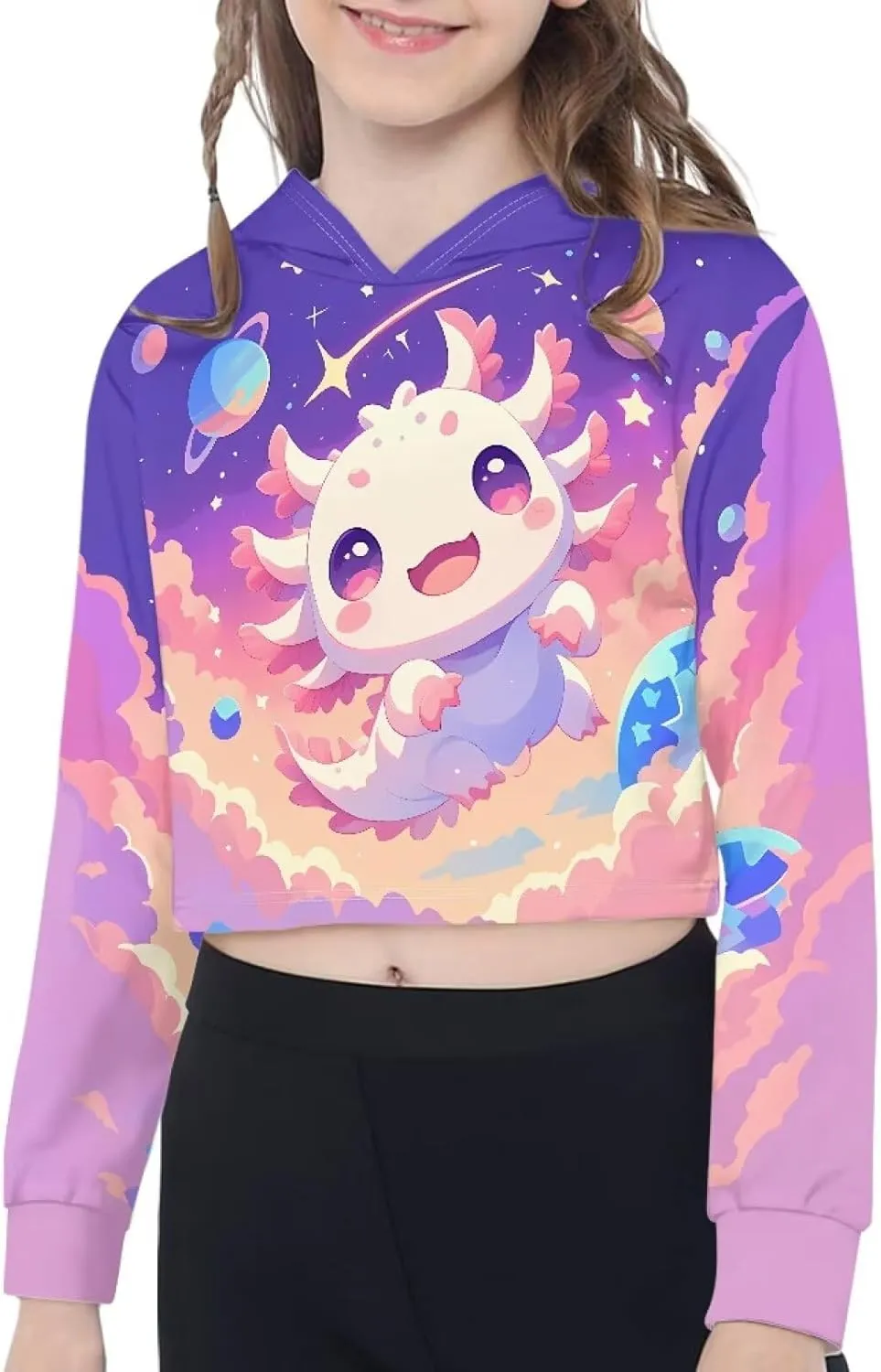 Crop Tops for Girls Hoodies Long Sleeve Hoody Athletic Sweatshirt for Kids Lightweight Pullover Tops