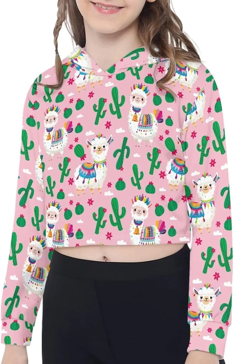 Crop Tops for Girls Hoodies Long Sleeve Hoody Athletic Sweatshirt for Kids Lightweight Pullover Tops