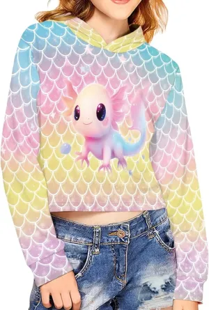 Crop Tops for Girls Hoodies Long Sleeve Hoody Athletic Sweatshirt for Kids Lightweight Pullover Tops