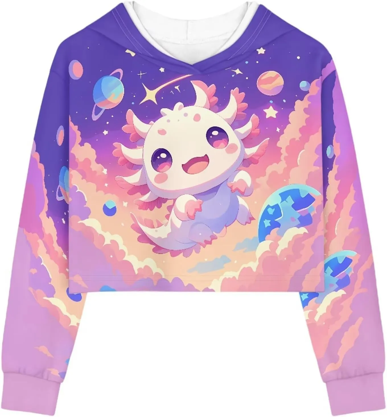 Crop Tops for Girls Hoodies Long Sleeve Hoody Athletic Sweatshirt for Kids Lightweight Pullover Tops