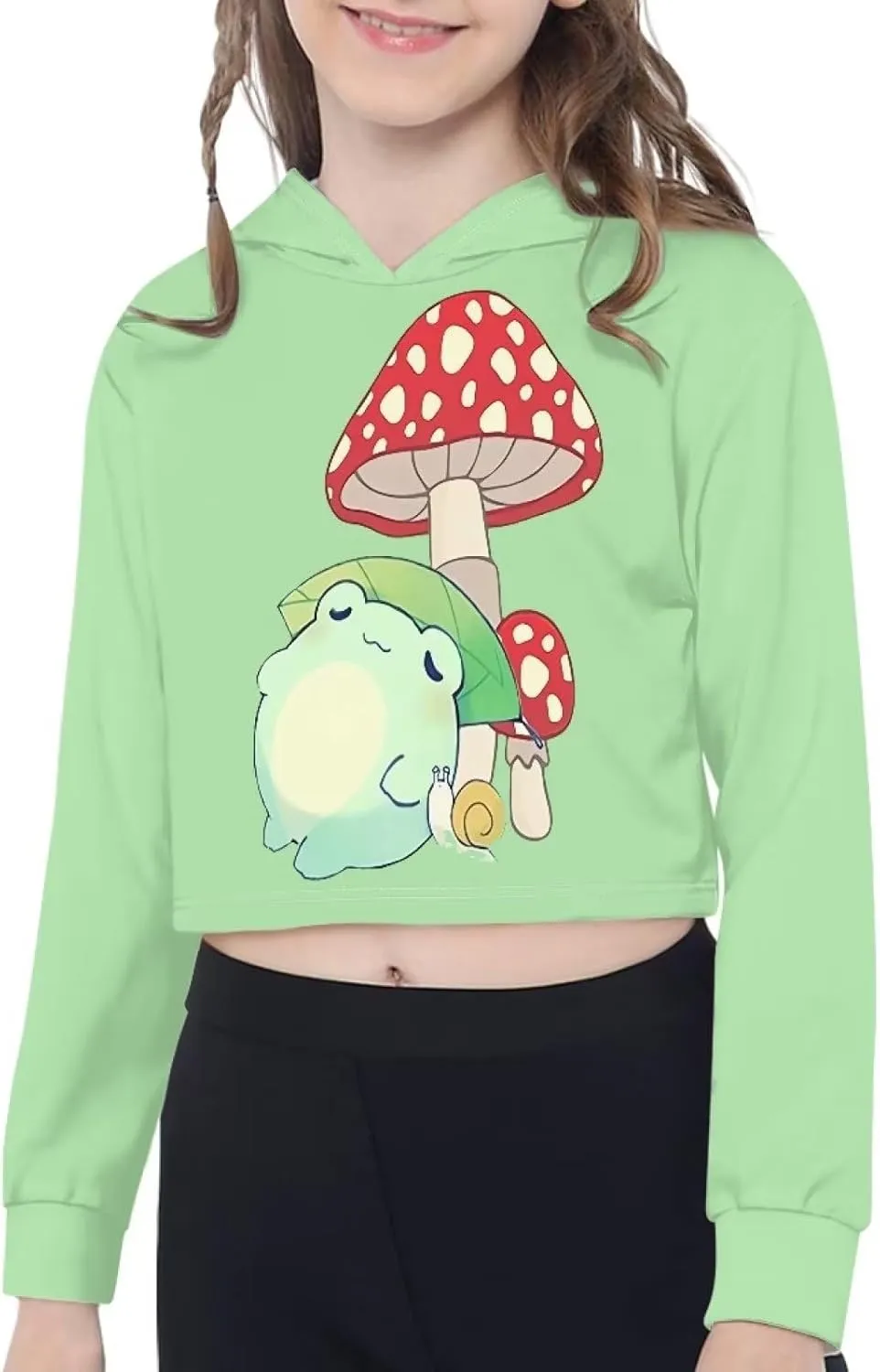 Crop Tops for Girls Hoodies Long Sleeve Hoody Athletic Sweatshirt for Kids Lightweight Pullover Tops