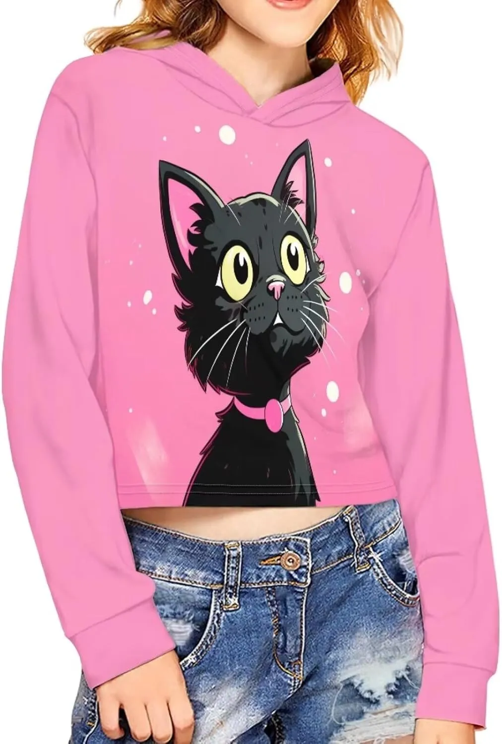 Crop Tops for Kids Girls Crop Hoodies Long Sleeve Shirts Cropped Hoodie