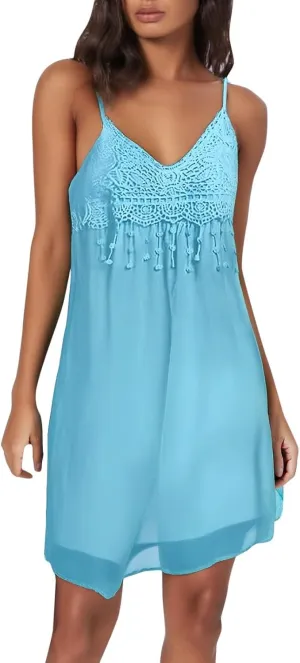 Cruise Dresses for Women 2025 Boho Plus Size Lace Spaghetti Straps Mini Tube Dress Lounge Vacation Summer Sundresses