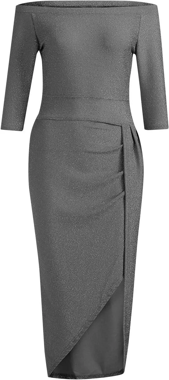 CUKOLSXA Elegant Off Shoulder Sleeveless Dress High Slit Design Formal Evening Dresses Stylish 2025 Cozy Spring Dress