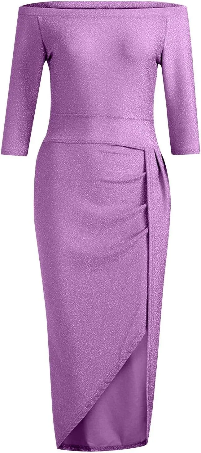 CUKOLSXA Elegant Off Shoulder Sleeveless Dress High Slit Design Formal Evening Dresses Stylish 2025 Cozy Spring Dress