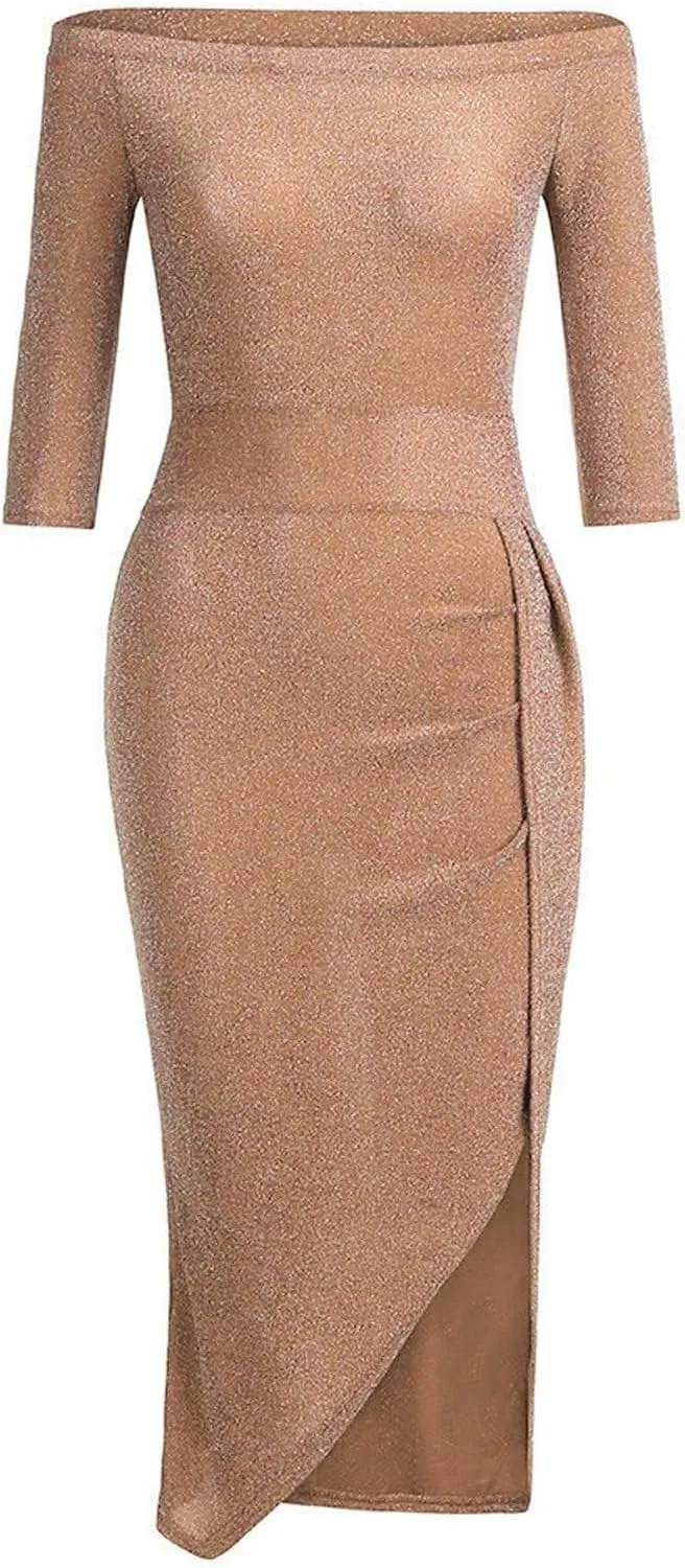CUKOLSXA Elegant Off Shoulder Sleeveless Dress High Slit Design Formal Evening Dresses Stylish 2025 Cozy Spring Dress
