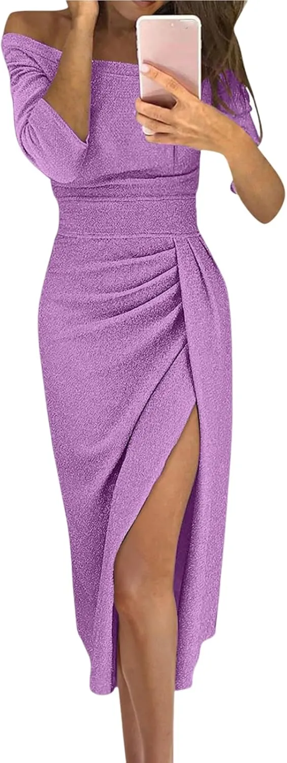 CUKOLSXA Elegant Off Shoulder Sleeveless Dress High Slit Design Formal Evening Dresses Stylish 2025 Cozy Spring Dress