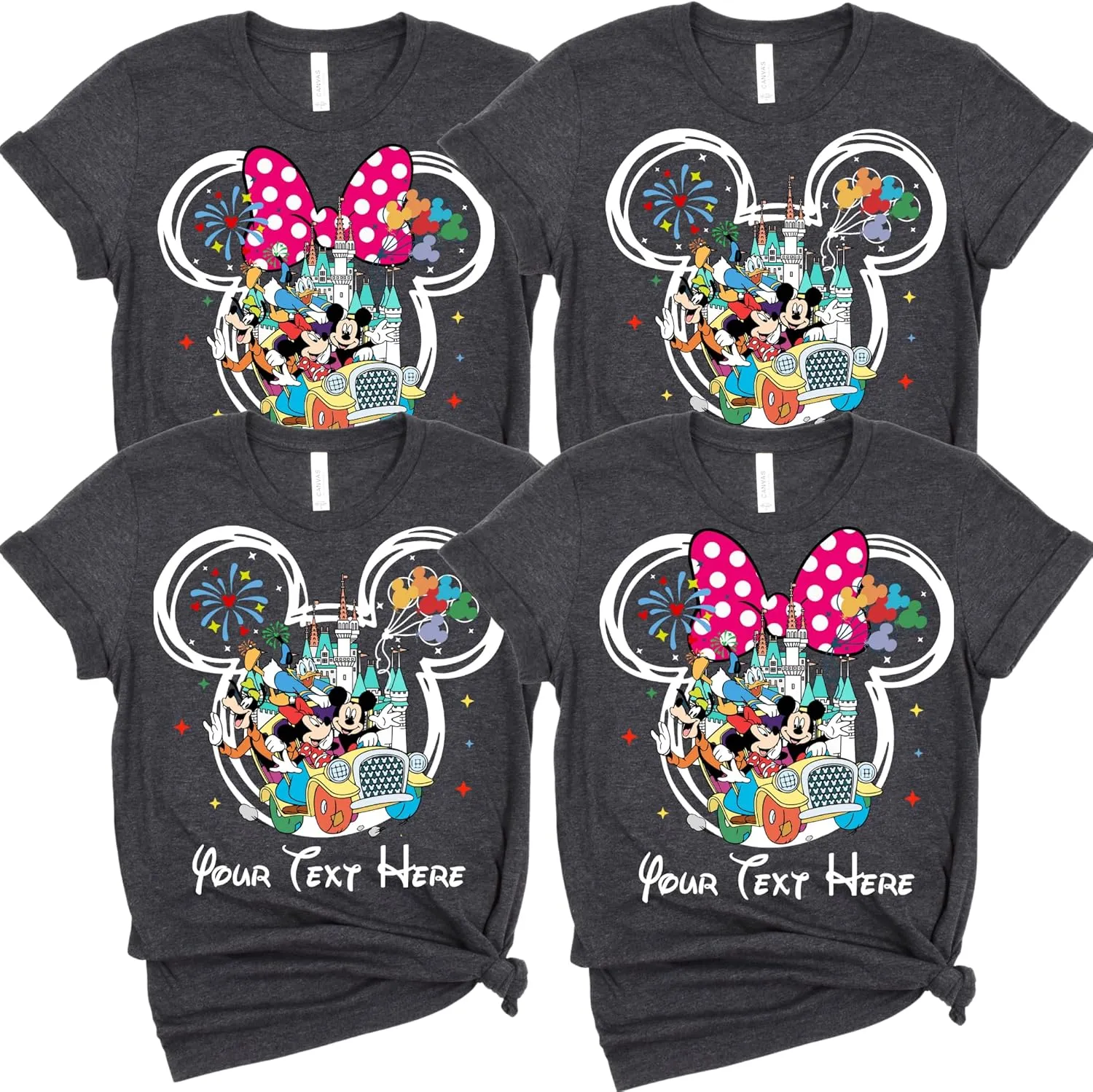 Custom Mickey Minnie T-Shirts Family Matching Mouse Shirts Customizable Vacation Tee Personalized Birthday Squad T Shirts