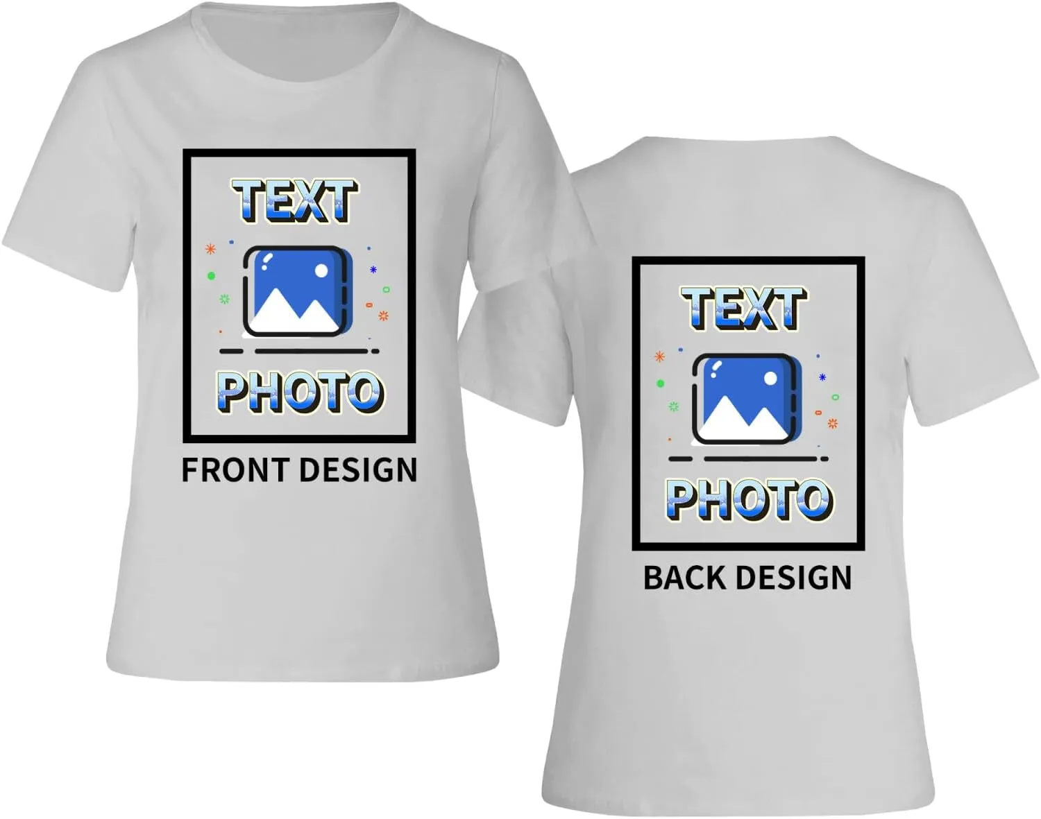 Custom T-Shirts Personalized Women Crewneck T Shirts Front and Back Printed T Shirt Supports Picture Text, and Image