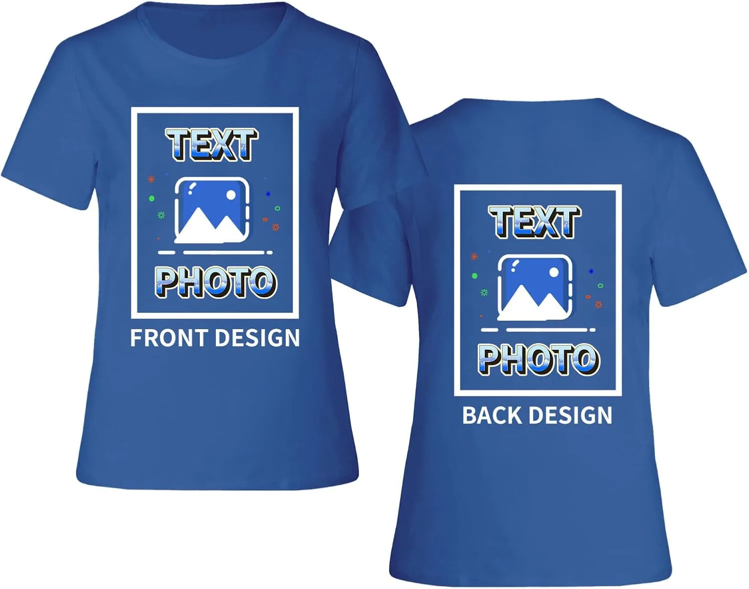 Custom T-Shirts Personalized Women Crewneck T Shirts Front and Back Printed T Shirt Supports Picture Text, and Image