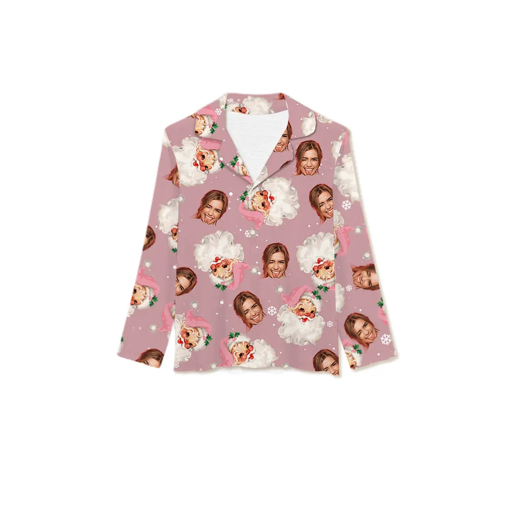 Customized Pajamas Personalized Women's Pajamas Pink Santa Claus Elastic Pajamas Pants Birthday Christmas Gift