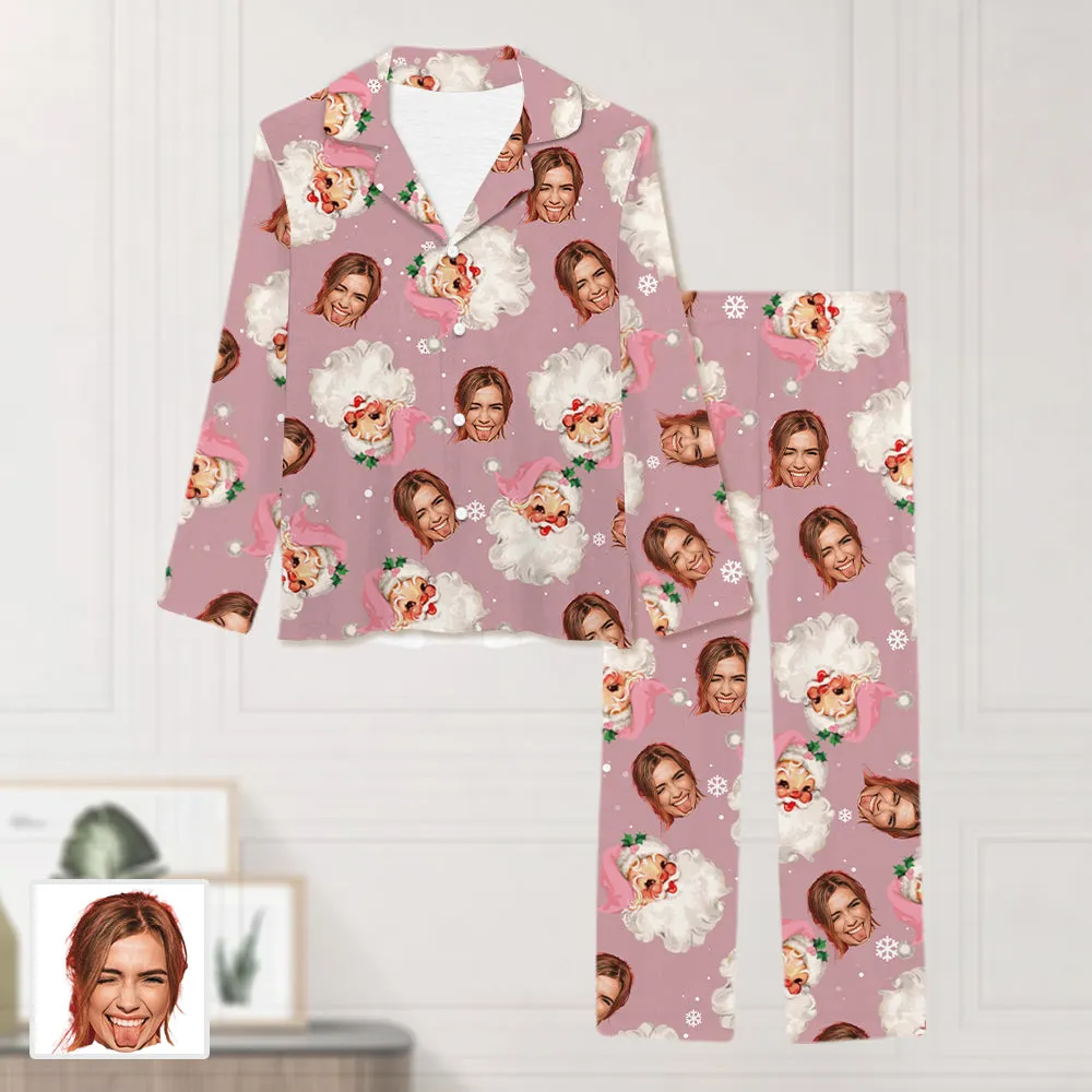 Customized Pajamas Personalized Women's Pajamas Pink Santa Claus Elastic Pajamas Pants Birthday Christmas Gift