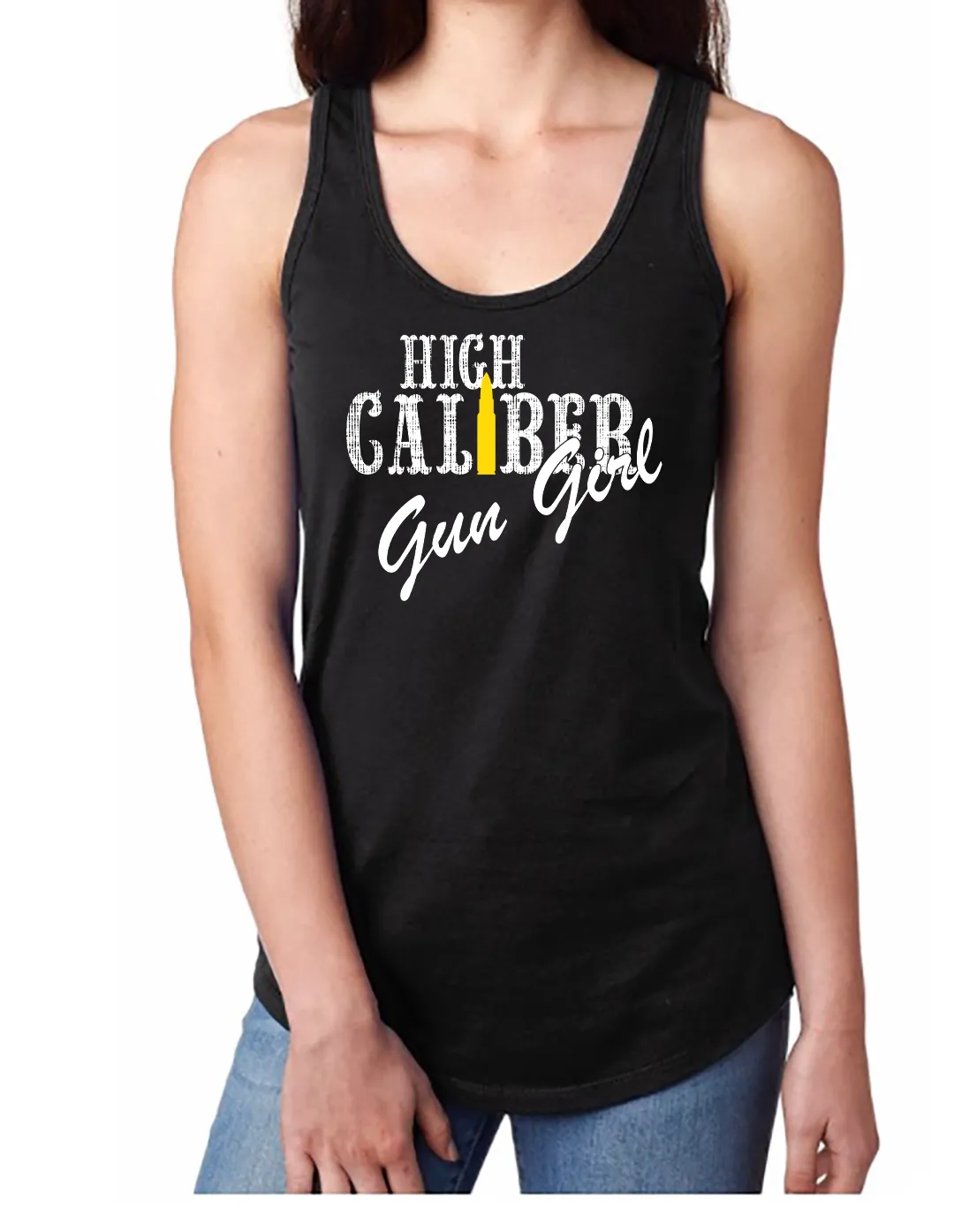 Dirty Doe "High Caliber Gun Girl" Racer Back Tank Top