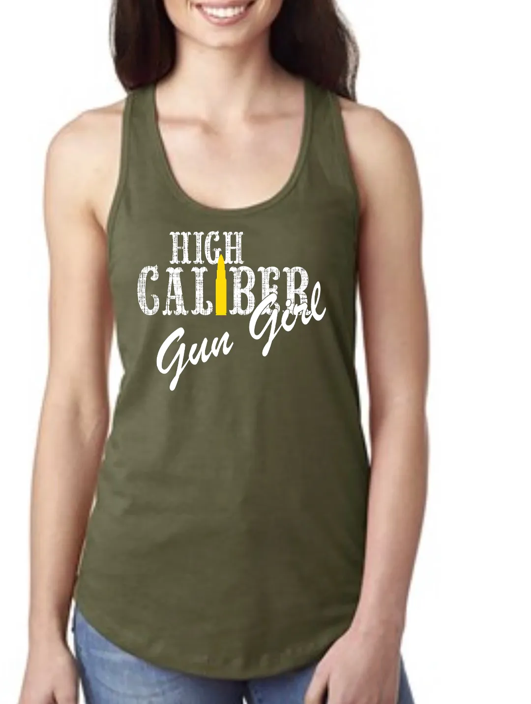 Dirty Doe "High Caliber Gun Girl" Racer Back Tank Top