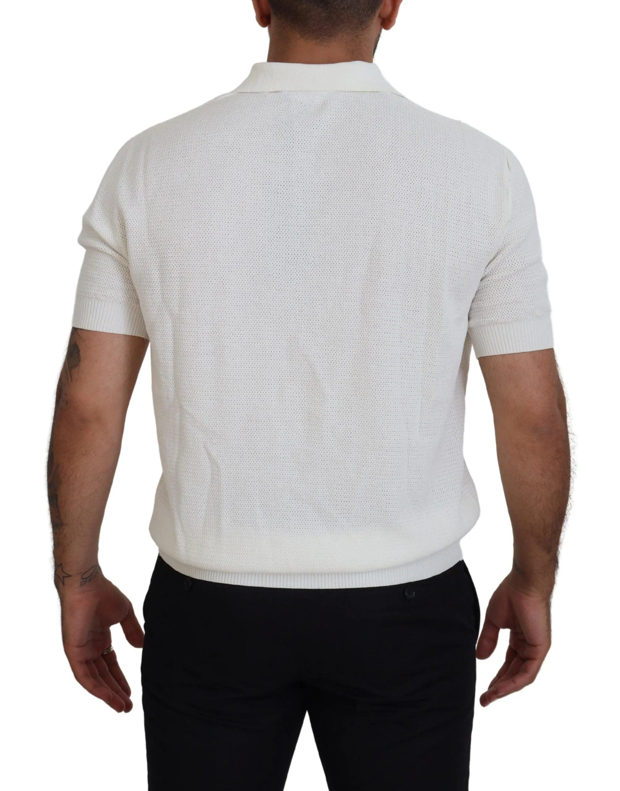 Dolce & Gabbana White Cotton Collared Short Sleeved T-shirt