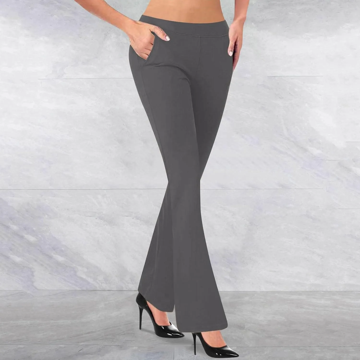 Dress Pants Women Tummy Control Workout Yoga Pants Business Casual High Waist Bootcut Work Pants Lounges with Pockets