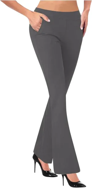 Dress Pants Women Tummy Control Workout Yoga Pants Business Casual High Waist Bootcut Work Pants Lounges with Pockets