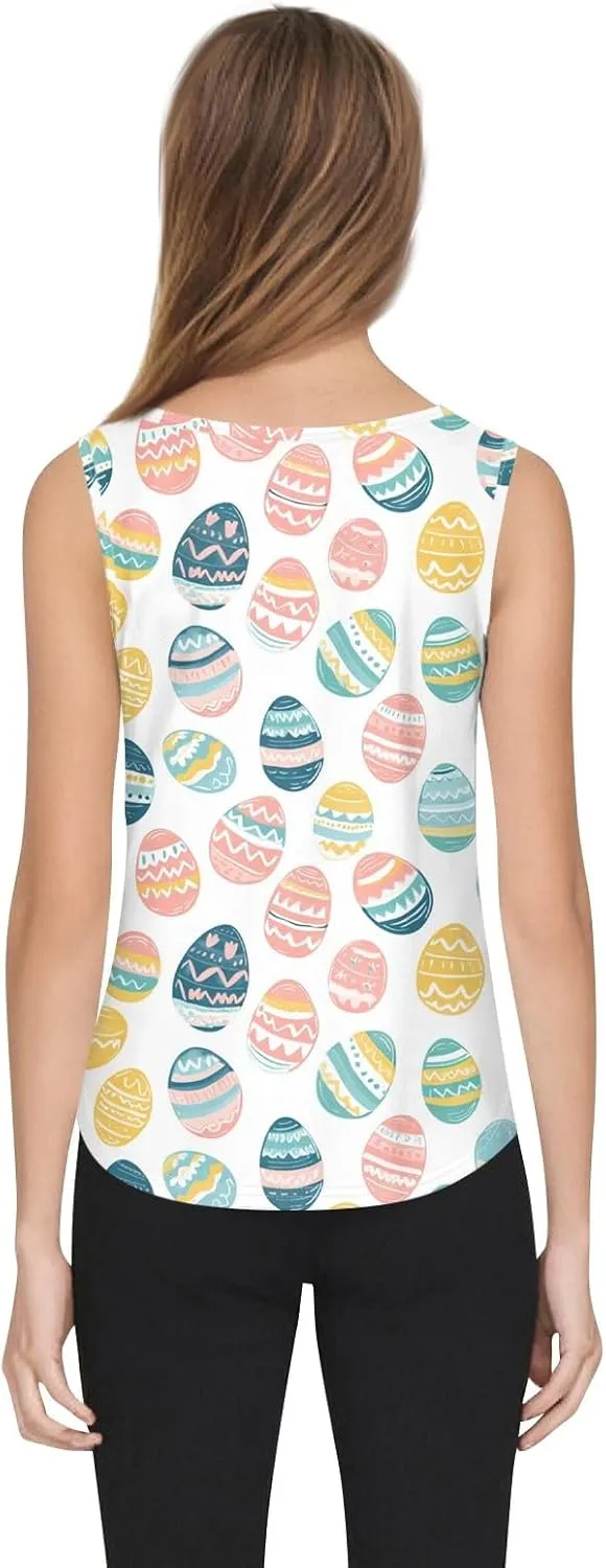 Easter Shirts for Women Tank Top Sleeveless Pleated Square Neck Loose Fit Tunic Blouses Shirts Fashion Tee 2025