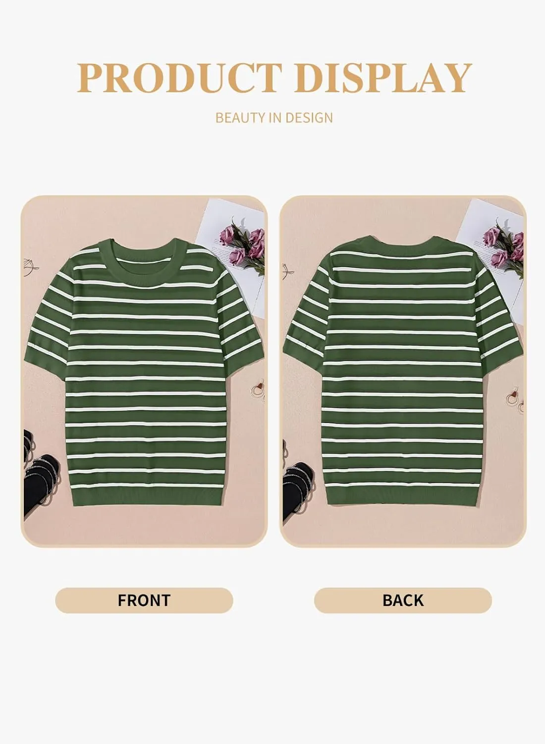 Eytino Women Plus Size Sweater Tops Short Sleeve Crewneck Striped Tshirts Casual Summer Blouses Shirts(1X-5X)