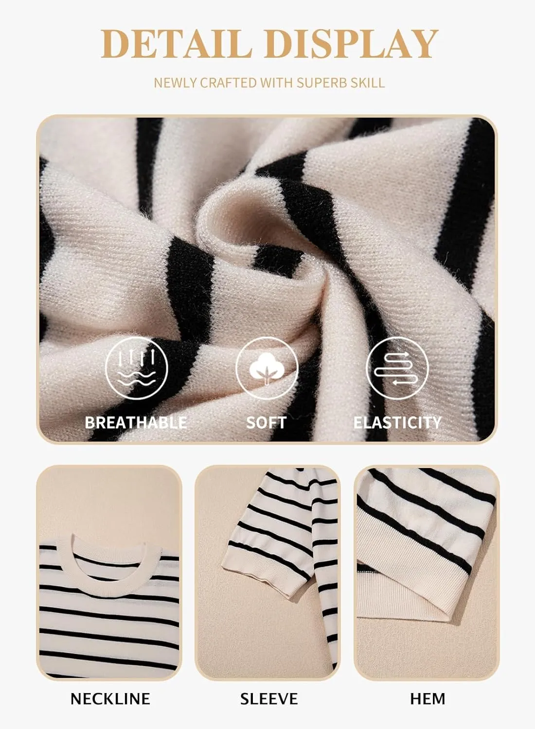 Eytino Women Plus Size Sweater Tops Short Sleeve Crewneck Striped Tshirts Casual Summer Blouses Shirts(1X-5X)